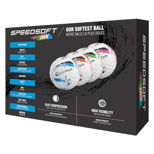 TaylorMade 2025 SpeedSoft Ink Golf Balls #1-#4 12-Ball Pack Multi