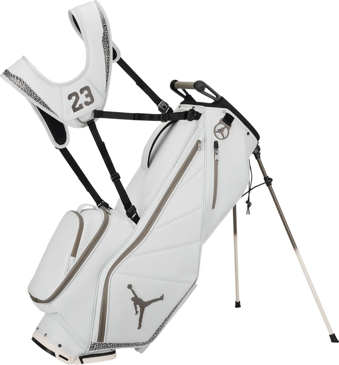 25JORMGOLFJRDNFDWYPZI_Photon_Dust_Lt_Smoke_Grey_Olive_Grey_is Jordan Fade Away Premium Golf Stand Bag